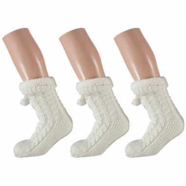 3 paar dames anti slip huis antislip sokken /slof antislip sokken wit