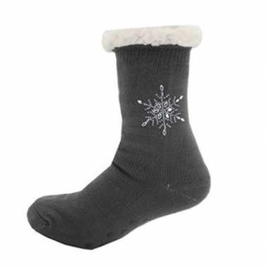 Dames anti slip huis antislip sokken /slof antislip sokken grijs maat
