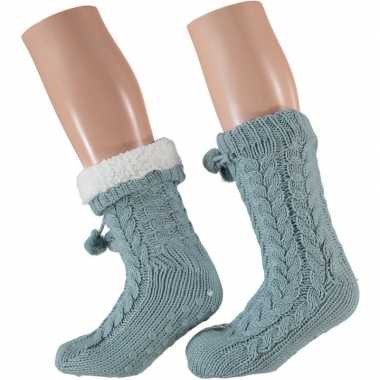 Dames anti slip huis antislip sokken /slof antislip sokken licht blau