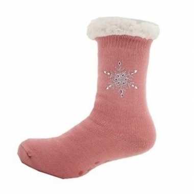 Dames anti slip huis antislip sokken /slof antislip sokken oudroze ma