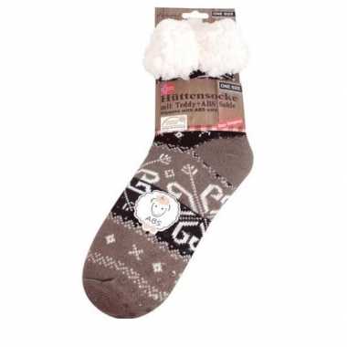 Dames anti slip huis antislip sokken /slof antislip sokken taupe baro