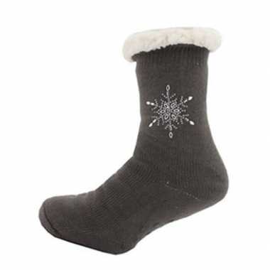 Dames anti slip huis antislip sokken /slof antislip sokken taupe maat