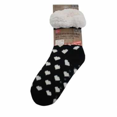 Dames anti slip huis antislip sokken /slof antislip sokken zwart/wit