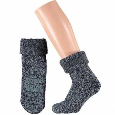 Wollen huis antislip sokken anti slip voor kinderen navy maat 27 30