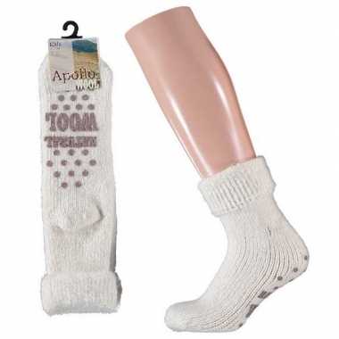 Wollen huis antislip sokken anti slip voor meisjes wit maat 27 30