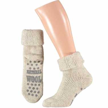 Wollen huis antislip sokken voor mannen wit mt 39 42