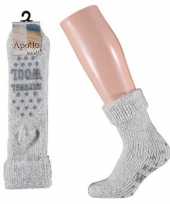 Wollen huis antislip sokken anti slip voor kinderen grijs maat 27 30