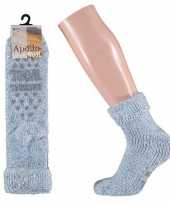 Wollen huis antislip sokken anti slip voor meisjes lichtblauw maat 27 30