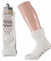 Wollen huis antislip sokken anti slip voor meisjes wit maat 23 26